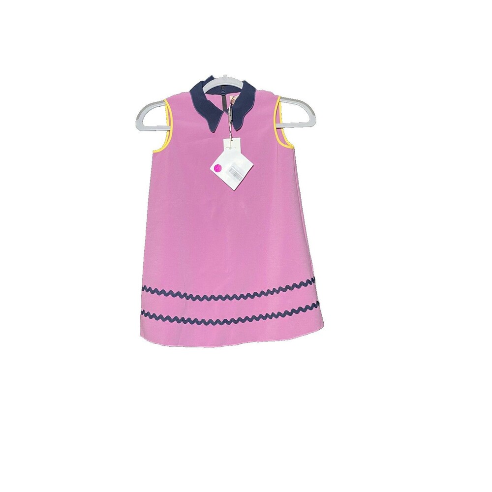 Blossom by Roksanda Girls Purple Sleeveless Dress Navy Collar Yellow Trim Size 8